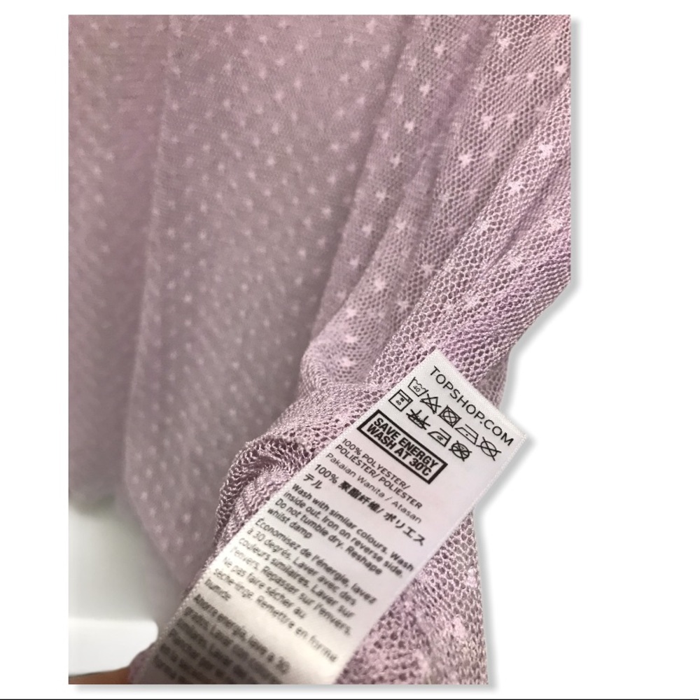 TopShop | Lilac Mesh Polka Dot Chic T-Shirt Blouse - Picture 13 of 13
